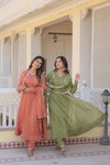 KA 1089 Russian Silk Anarkali Kurtis With Bottom Dupatta Wholesale Market In Surat 